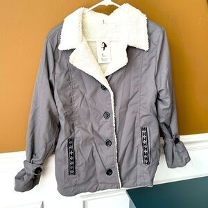 Faux Shearling Grey Lightweight Jacket Brand New Size Large